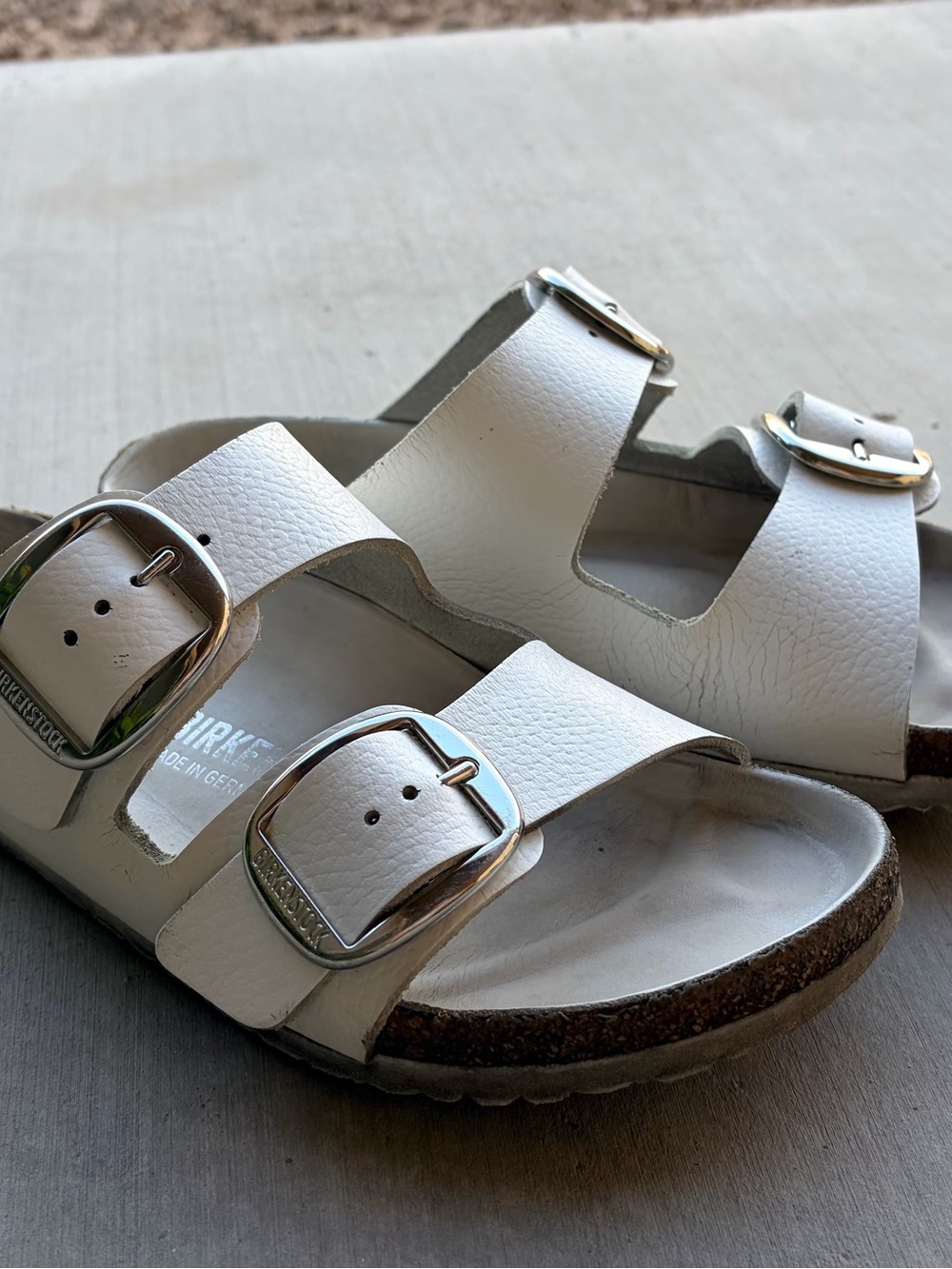 Birkenstock White Arizona Sandals Big Buckle Narrow 8.5
